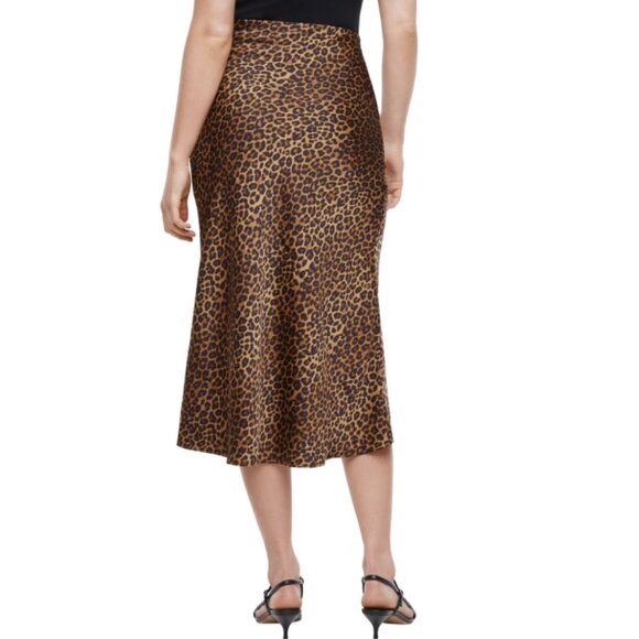 Express Women's Large Satin Leopard Print Midi Skirt - Picture 4 of 5